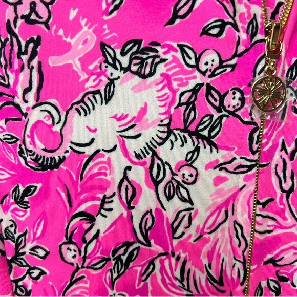 Lilly Pulitzer Serena Jacket Plumeria Pink Breast Cancer Purrposefully Pink S - Picture 10 of 14